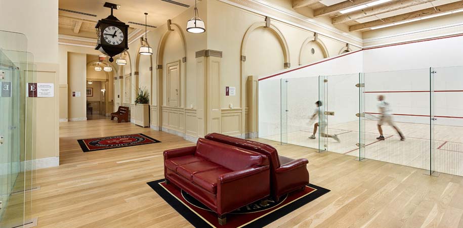 Players on the squash court at the Racquet Club of Philadelphia in Philadelphia, Pennsylvania